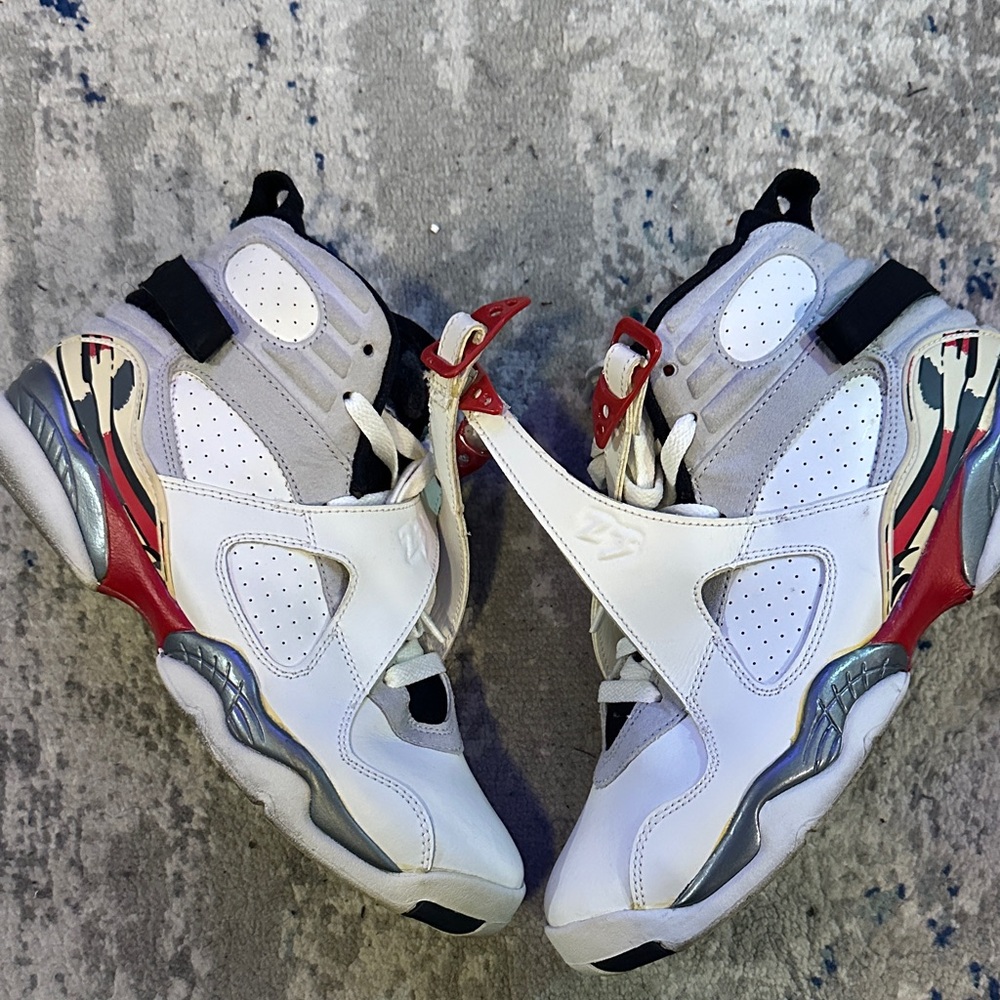 Jordan Kids White and Red Sneakers retro 8